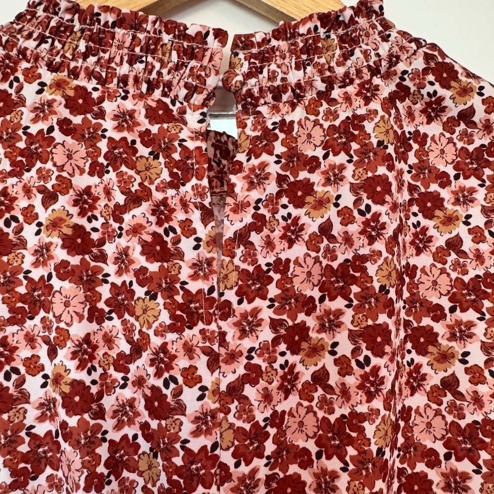 Supshe Ditsy Floral Print Ruffled Smocked Mini Dress, SIZE SMALL - Picture 6 of 6